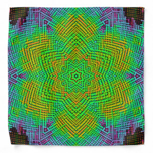 Weave Mandala Orange Green and Blue Bandana