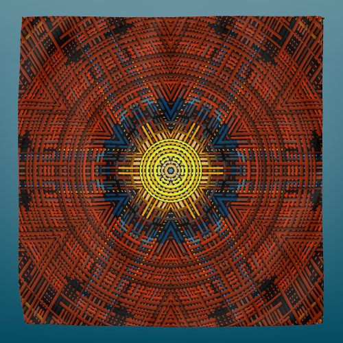 Weave Mandala Orange Yellow and Blue Bandana