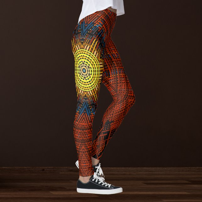 Weave Mandala Orange Yellow and Blue Leggings (Creator Uploaded)