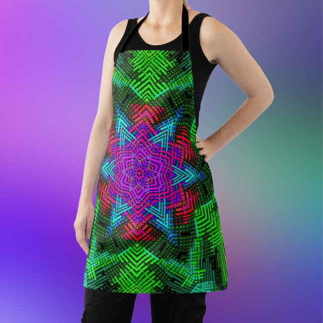 Weave Mandala Pink Blue and Green Apron (Creator Uploaded)