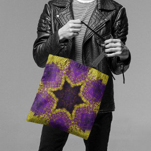 Weave Mandala Purple and Yellow Tote Bag