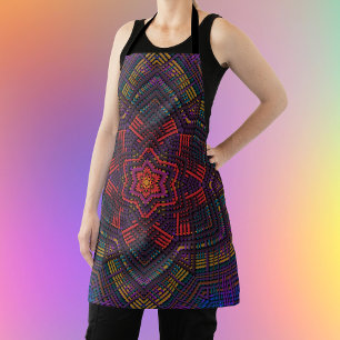Weave Mandala Purple Yellow Red and Blue Apron