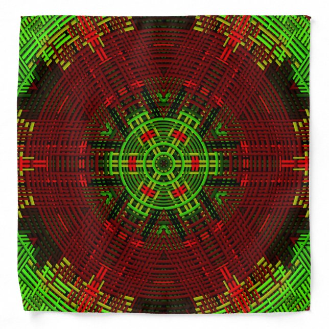 Weave Mandala Red and Green Bandana (Front)