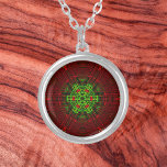 Weave Mandala Red and Green Silver Plated Necklace<br><div class="desc">This funky mandala features red and green in a basket weave style. Psychedelic visuals for the modern hippie or anyone who loves groovy colors.</div>