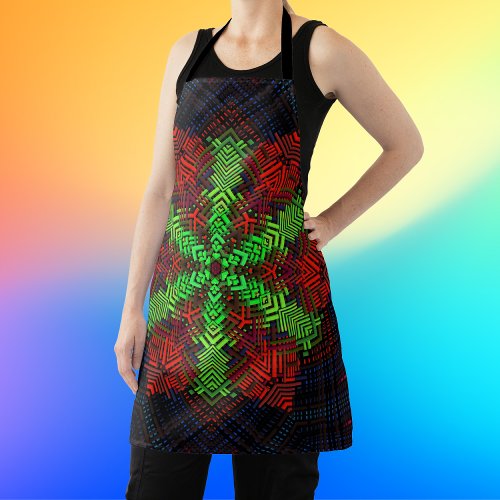 Weave Mandala Red Green and Blue Apron