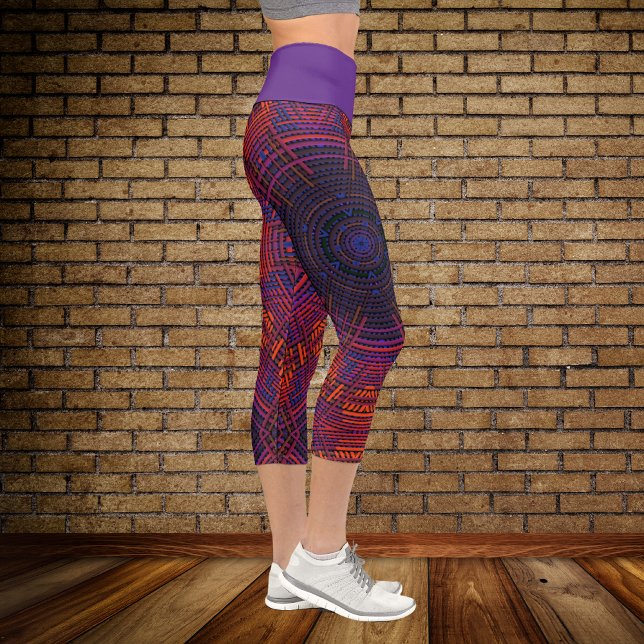 Weave Mandala Red Orange and Purple Capri Leggings (Creator Uploaded)