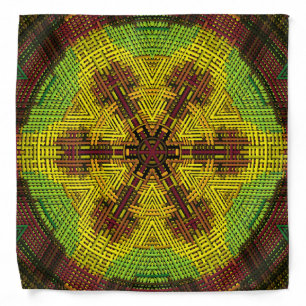 Weave Mandala Red Yellow and Green Bandana