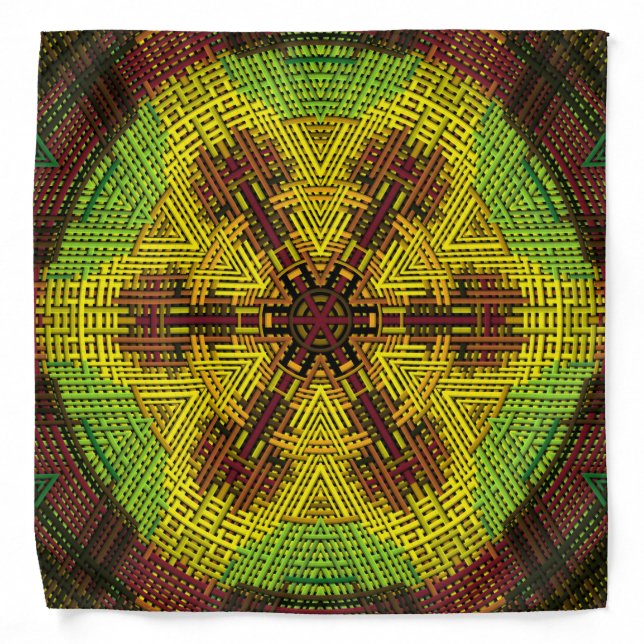 Weave Mandala Red Yellow and Green Bandana (Front)