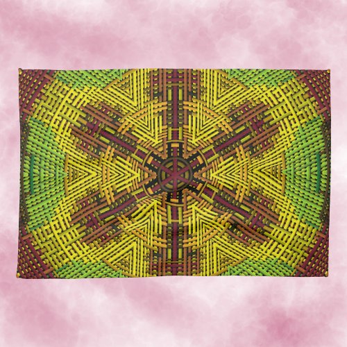 Weave Mandala Red Yellow and Green Kitchen Towel