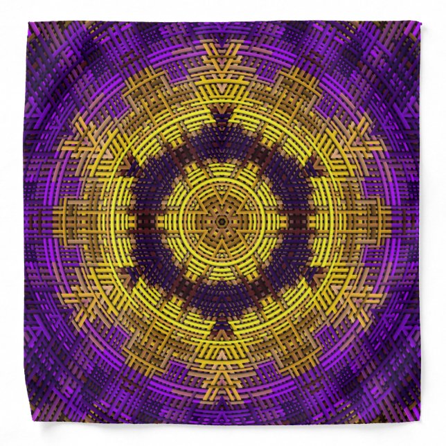 Weave Mandala Yellow and Purple Bandana (Front)