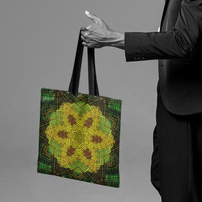 Weave Mandala Yellow Green and Orange Tote Bag (Creator Uploaded)