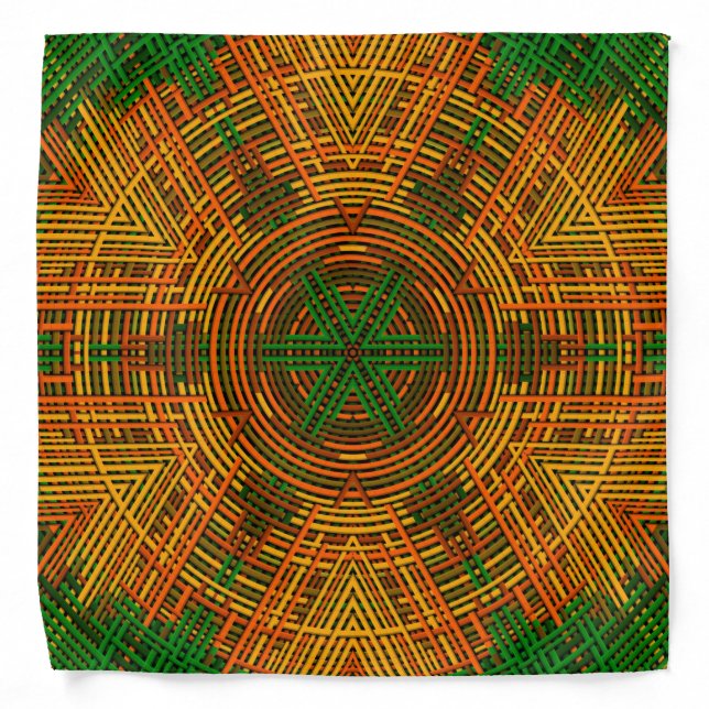 Weave Mandala Yellow Orange and Green Bandana (Front)