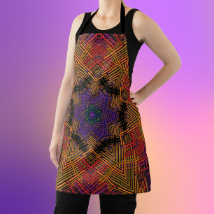 Weave Mandala Yellow Orange and Purple Apron