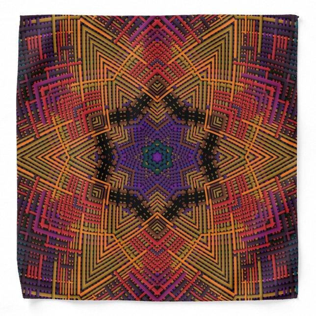 Weave Mandala Yellow Orange and Purple Bandana (Front)