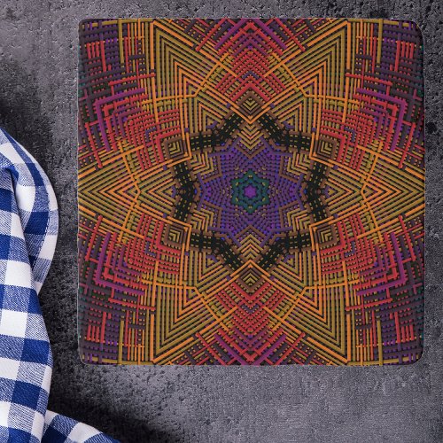 Weave Mandala Yellow Orange and Purple Trivet