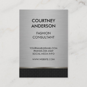 Weave Pattern and Silver Metallic Business Card