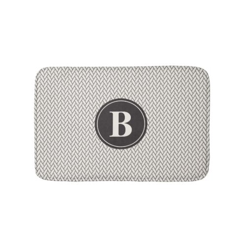 Weave Pattern Monogram Bathroom Mat