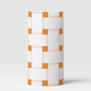 Weave Pattern on Pumpkin Orange, Customizable Pillar Candle