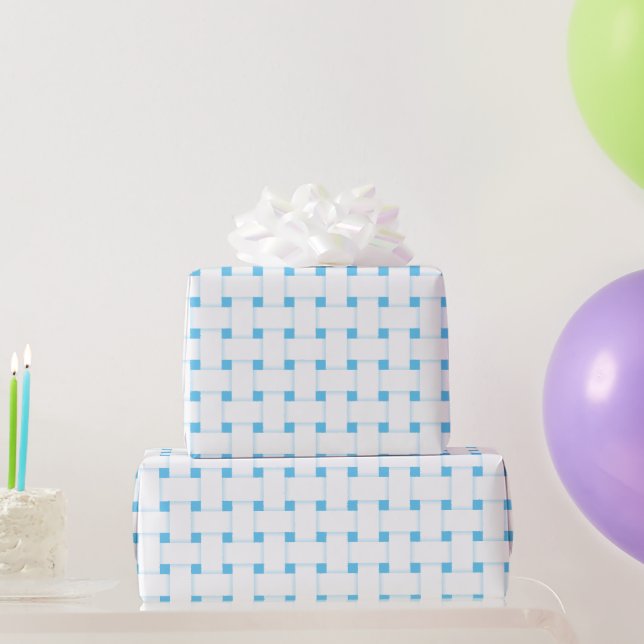Weave Pattern on Sky Blue, Customizable Wrapping Paper (Party Gifts)