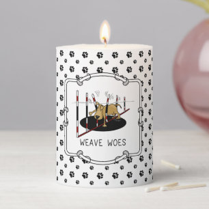 Weave Woes - agility funny stuck dog oops Pillar Candle