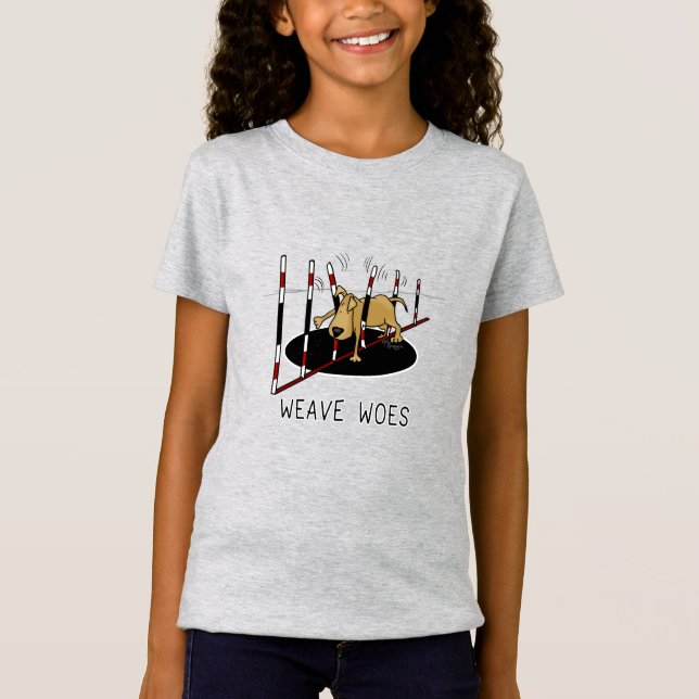 Weave Woes - agility funny stuck dog oops T-Shirt (Front)