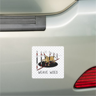 Weave Woes - funny dog agility Car Magnet