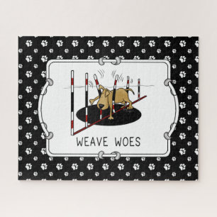 Weave Woes - funny dog agility Jigsaw Puzzle