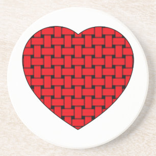 Weaved Red Heart Coaster