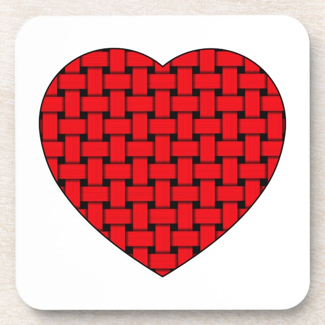 Weaved Red Heart Drink Coaster (Front)