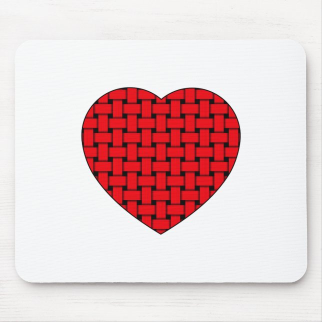 Weaved Red Heart Mouse Pad (Front)