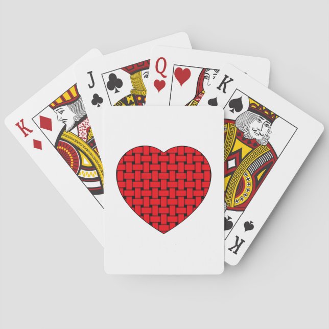 Weaved Red Heart Poker Cards (Back)