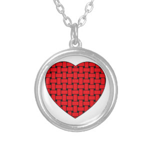 Weaved Red Heart Silver Plated Necklace