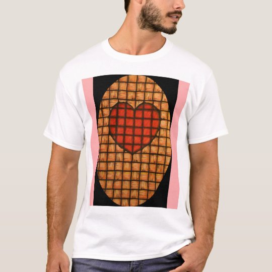 weaved red heart with pink T-Shirt