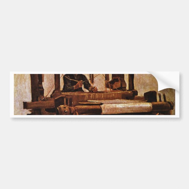 Weaver At The Loom By Vincent Van Gogh Bumper Sticker (Front)