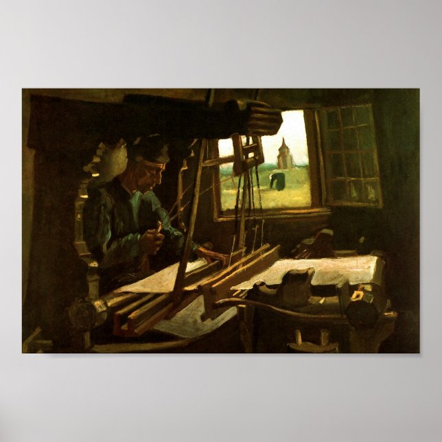 Weaver Near an Open Window Van Gogh Fine Art Poster (Front)