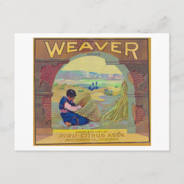 Weaver Orange LabelPiru, CA Postcard (Front)