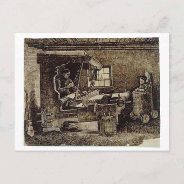 Weaver with Baby in High Chair Van Gogh Fine Art Postcard (Front)