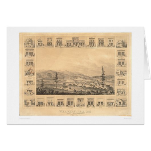 Weaverville, CA. Panoramic Map 1856 (1846A) Cards (Front Horizontal)