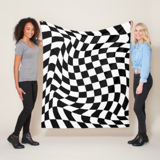 Weaving racing flag, curved chessboard, squares fleece blanket