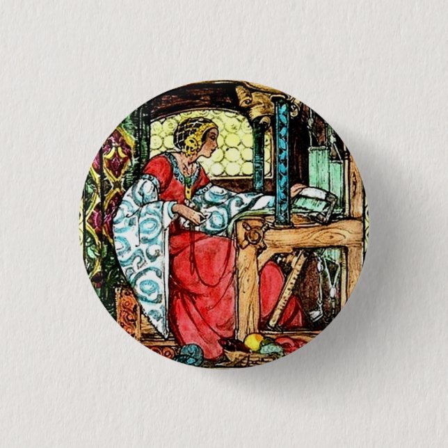Weaving woman  button (Front)