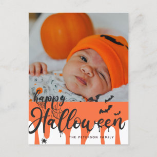 Web Bats Halloween Happy Holiday Postcard