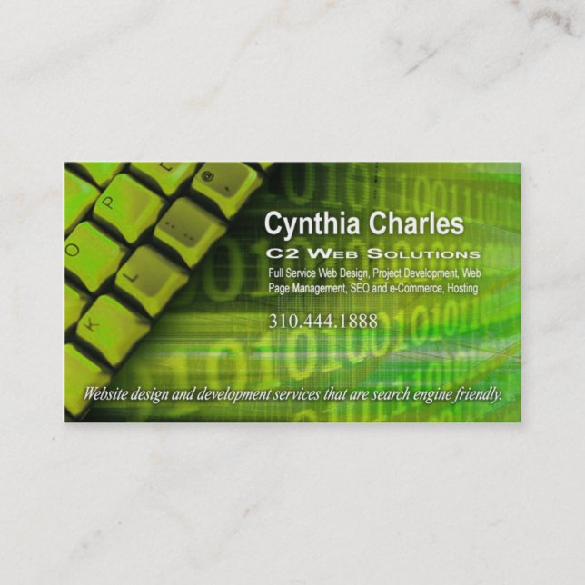 Web Design-1 Business Card template (acid green) (Front)