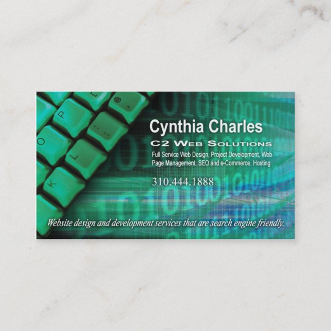 Web Design-1 Business Card template (green) (Front)
