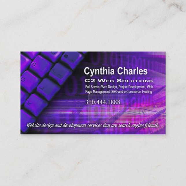 Web Design-1 Business Card template (purple) (Front)