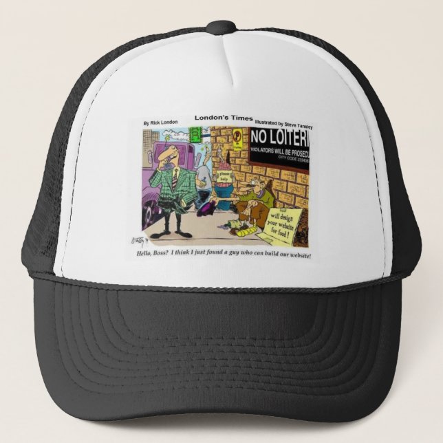 Web Design Beggar Funny Gifts Tees & Collectibles Trucker Hat (Front)