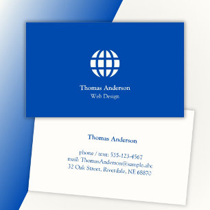 Web Design Minimalist Modern Blue and White Business Card