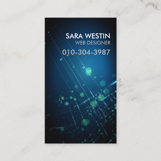 Web Designer Blue Circuits Technology  Business Card (Front)