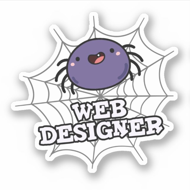 Web Designer Funny Spider Pun Sticker (Front)