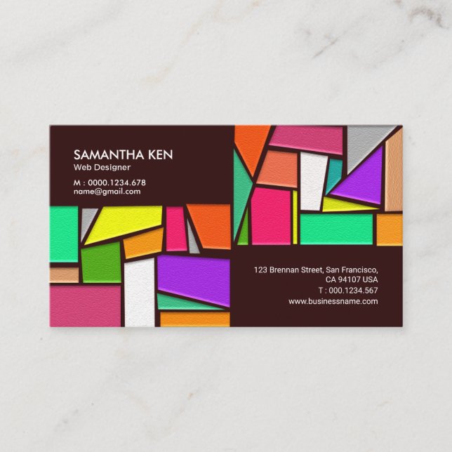 Web Designer's Bright Color Palette Business Card (Front)