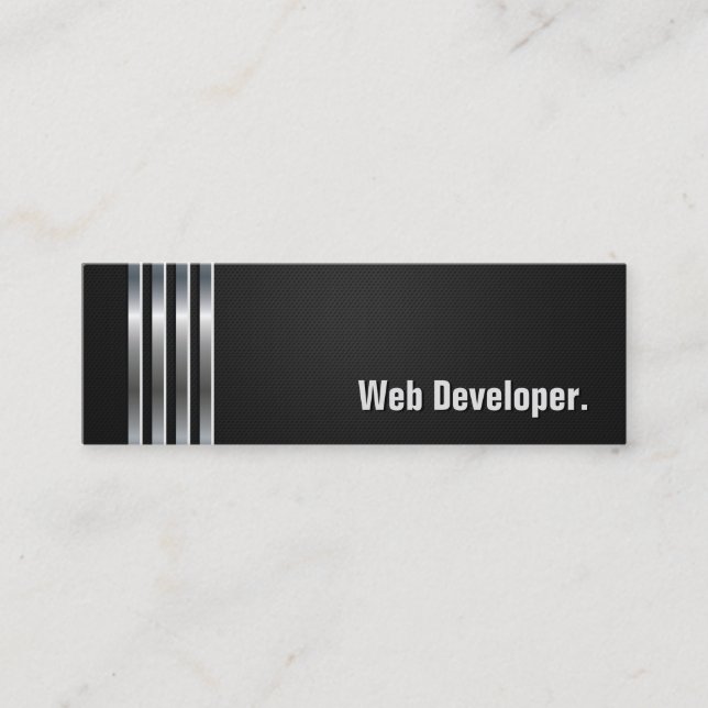 Web Developer - Black Silver Stripes Mini Business Card (Front)